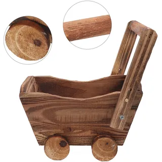 [pflanzgefäß] Servierwagen Aus Massivem Zedernholz Für Mini-kakteen, 23,5 X 16 X 16 Cm, Vintage, Multifunktional, Für Den Innenbereich
