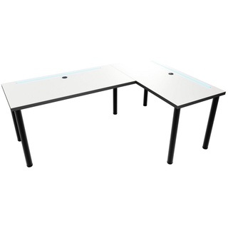 MÖBELSYSTEM Gamingtisch MÖBELSYSTEM Gaming Schreibtisch, beidseitig montierbar, LED, weiß (Packung, 1 Tisch), Breite 160 cm weiß