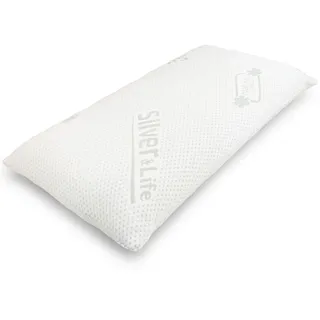 Gorilla Gesund Orthopädisches Nackenstützkissen Silver Neck - viscoelastisches Kissen, Kopfkissen aus Memory Schaum mit Silver & Life-Bezug - 70x34cm - Höhe 15cm
