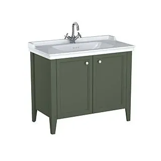 Vitra Valarte Waschtisch-Möbel-Set 65806 99,5x53x88cm, 2 Türen, Korpus Vintage grün/Waschtisch weiß hochglanz