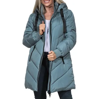 JACQUELINE de YONG JDY Damen Steppjacke JDYSkylar Padded gesteppter Parka mit Kapuze 15207784 Stormy Weather/Black L - L