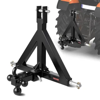 Vevor 3-Punkt-Anhängerkupplung, 5,08 cm Empfänger, Dreipunktaufnahme mit 3 Anhängerkugeln, Traktor-Deichseladapter, kompatibel mit Kubota, Mahindra, Ford, Yanmar, John Deere, Massey Ferguson