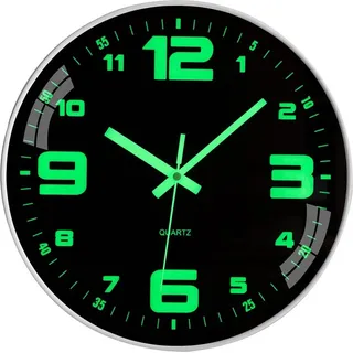 Wanduhr, Küchenuhr, Leuchtend Wanduhr, Modern Wanduhr, ohne Ticken, für Wohnzimmer Zuhause Küche Schlafzimmer Büro Schule - Schwarz