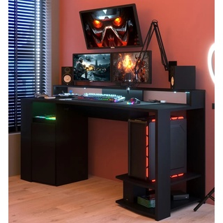 Gamingtisch Parisot "Gaming11" in schwarz Computer Tisch inkl. LED Beleuchtung mit Farbwechsel Schreibtisch 152 cm