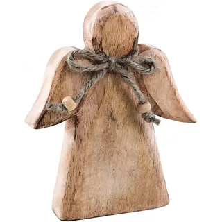Logbuch-Verlag Dekofigur Holzengel Figur 15 cm aus Mangoholz - Weihnachtsdeko zum Hinstellen braun