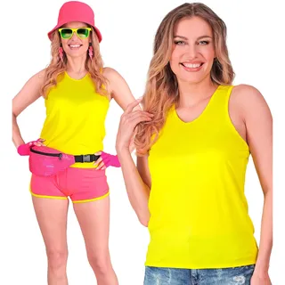 W WIDMANN Milano Party Fashion - Tank Top Damen | Neon Oberteil für 80er Jahre Mottoparty, Karneval, Festival, Disco und auffällige Retro-Outfits