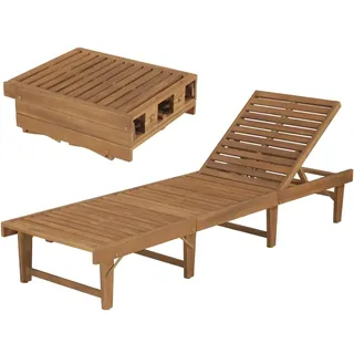 vidaXL Sonnenliege 200 x 61 x 86 cm natur klappbar