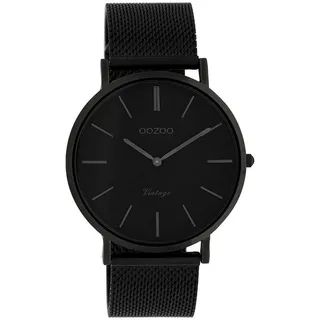 OOZOO Quarzuhr Oozoo Herren-Uhr schwarz, (Analoguhr), Herrenuhr rund, groß (ca. 40mm) Edelstahlarmband, Fashion-Style schwarz