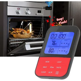 Grillthermometer Kabellos Funk Fleischthermometer Zwei Sonden Alarm  -50 +250°C