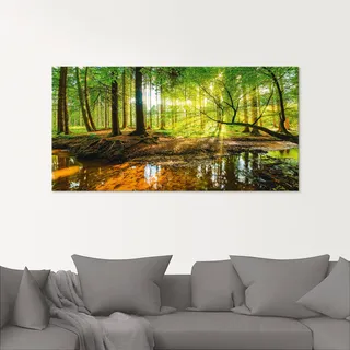 Glasbild ARTLAND "Wald mit Bach" Bilder Gr. B/H: 50 cm x 50 cm, Wald, 1 St., grün Glasbilder in verschiedenen Größen