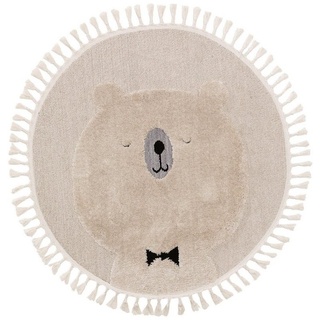 Kinderteppich Momo, benuta, rund, Höhe: 11 mm, Kunstfaser, Tiermotive, Kinderzimmer weiß