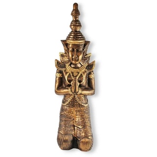 colourliving Dekofigur Buddha Figur groß Tempelwächter Buddha gold (asiatische Dekoration), deteilreich verarbeitet, 75 cm groß, handbemalt goldfarben