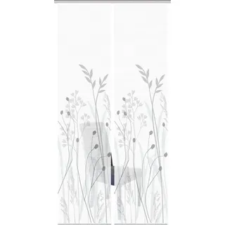 VISION S Schiebegardine GRASIL, 2er SET (2 St), Paneelwagen, blickdicht, Bambusoptik Digital bedruckt grau