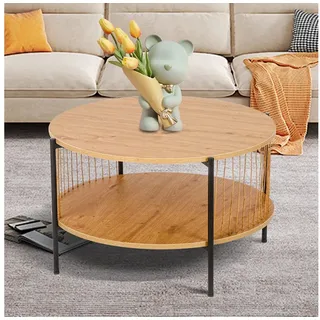 BIGTREE Couchtisch 2er Set tisch schwarz couch Wohnzimmertisch Set Rund Wohnzimmer Tisch (1-St., 1er-Set), 70x70x41 cm gelb rund | 70 cm