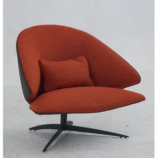 JVmoebel Drehsessel Roter Lounge-Sessel aus Stoff und Leder mit Edelstahlfüßen (1-St), Made in Europa rot