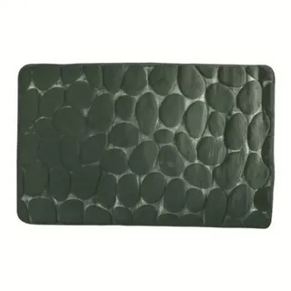 Badematte KIESELSTEIN, rutschhemmende Beschichtung, für Fußbodenheizung geeignet, strapazierfähig, waschbar, schnelltrocknend, Microfaser, PVC, aus super-weicher Microfaser, in 2 Größen und vielen trendigen Farben erhältlich, 40 x 60 cm, dunkelgrün grün 40 cm x 60 cm