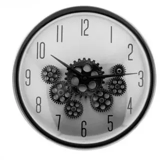 Wanduhr mit Zahnrädern - ø35 x 9 cm, Analog im Industrial-Look Schwarz