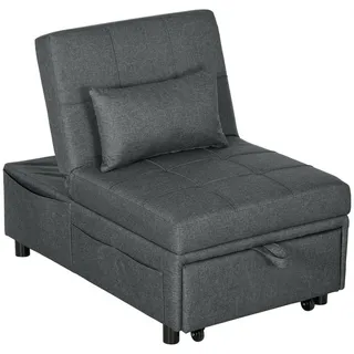Homcom Schlafsessel 4-in-1 Textil 181 x 43 x 65,5 cm Grau mit Kissen