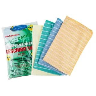 AQUA CLEAN Geschirrtuch Magic Bamboo 4er Set, (4-tlg) blau|gelb|grün