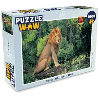MuchoWow Puzzle Löwe - Natur - Gras, 1000 Puzzleteile, Foto-Puzzle, Bilderrätsel, Puzzlespiele, Klassisch 48 cm x 68 cm x 2 cm