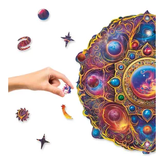 UNIDRAGON Holzpuzzle für Erwachsene - Space Dreams Puzzle - 700 Teile | Royal Size 45 x 45 cm - Einzigartig geformte Puzzleteile - Lasergeschnittenes Holz - Holzgeschenkbox