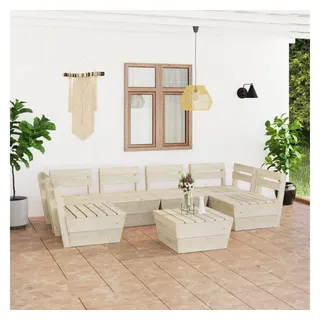 furnicato Garten-Essgruppe 7-tlg. Garten-Paletten-Lounge-Set Imprägniertes Fichtenholz beige