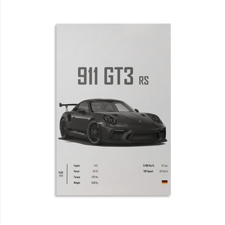 Dujoi Auto-Poster 911 GT3RS, Rennwagen-Wandkunst, Vintage-Auto-Poster für Männer, Auto-Kunstdrucke, 911 Leinwand, gerahmt, ungerahmt, 30 x 45 cm
