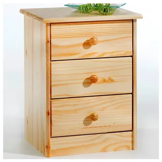 IDIMEX Nachtkommode RONDO, Nachttisch RONDO Kiefer massiv Kommode mit 3 Schubladen Landhaus Massi beige