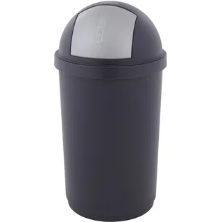 Curver Push Bullet Bin Abfallbehälter 50 Liter Pushklappe blau-silber