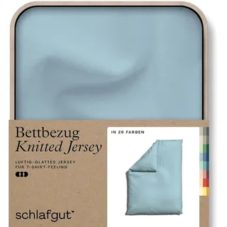 schlafgut Knitted Jersey Bettwäsche 135x200 cm Bio-Baumwolle, Blue Light