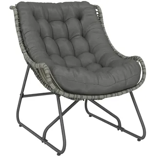 Rattansessel mit Kissen Bänder, gepolsterter Outdoor Sessel aus Polyrattan