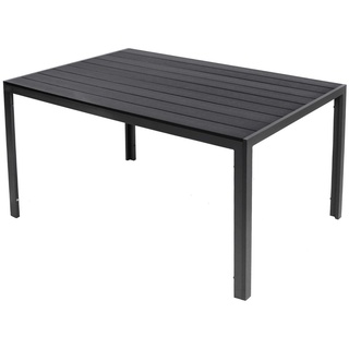 Trendmöbel24 Gartentisch Gartentisch Comfort 160 x 90 cm mit Nonwood Platte Gestell Aluminium schwarz