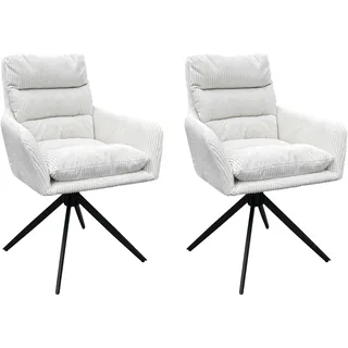 byLIVING Esszimmerstuhl Pura Cordbezug off-white schwarz 2er Set