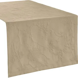 Erwin Müller Tischdecke Tischläufer "Arnsberg", bügelleicht Uni/Blumen braun 50 cm x 150 cm