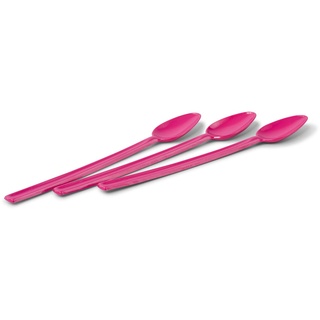 Löffel 21 cm lang Limolöffel Langstiellöffel Longdrink Cocktaillöffel Eislöffel Joghurtlöffel Dessertlöffel Bowlelöffel Partybesteck Besteck Mehrweg, 6 Stück, Plastik Kunststoff, fuchsia