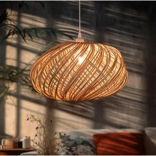 Maison d'Ailleurs - Lampenschirm aus natürlichem Rattan, D45 cm, nicht elektrifiziert, Hängeleuchte im Bambus-Stil, für Decke, Kronleuchter oder Stehlampe