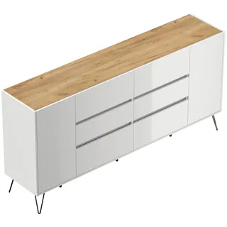 Posseik Sideboard 200 x 93,6 x 42 cm Weiß/Eiche