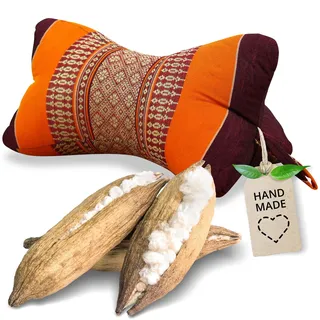 livasia Nackenstützkissen Knochenkissen - Ø 15x32cm - Nackenkissen Knochenform, Sofakissen, Lesekissen mit Kapok, Kissen für Garten und Balkon, Reisekissen handgefertigt (Orange)