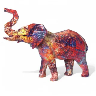 Arnusa Dekofigur Elefant 38 cm Modernes Pop Art und Graffiti Design geometrisch, Skulptur Dekoration bunt