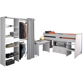 Parisot Jugendzimmer-Set Parisot Reverse 22, (Set, 2-tlg), Schreibtisch ausziehbar-belüftete Spanplatte als Lattenrost verwendbar weiß