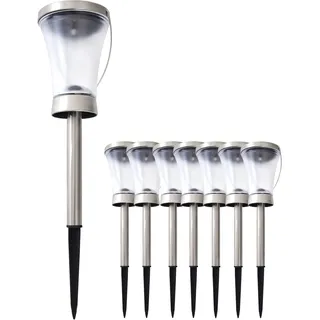 NÄVE Solarleuchte Edelstahl 9x9 cm 8er Set silber