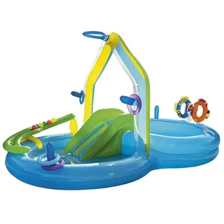 Planschbecken Kinderpool mit Rutsche & Wassersprüher & Ring/Ballwurfspiel 300x180x160cm