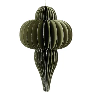 Kaemingk Wabenfigur Ornament 9x15cm Papier 1 Stück - Wabenornament mit Magnetverschluss - Wabendeko zum Hängen - Papierdeko Papierornament - Wabenbälle und Pompons - Grün