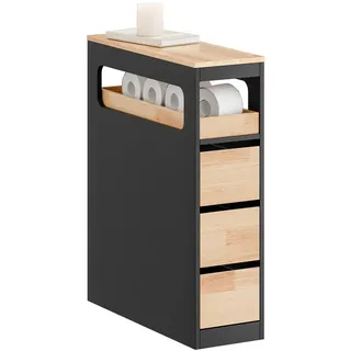 SoBuy BZR54-II-SCH Badschrank 23 x 82 x 65 cm Schwarz Bambus