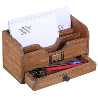 Casa Moro Organizer Schreibtisch Organizer Salerno aus recyceltem Teak-Holz (1 St), Tischorganizer Ordnungssystem Briefablage mit Schublade braun