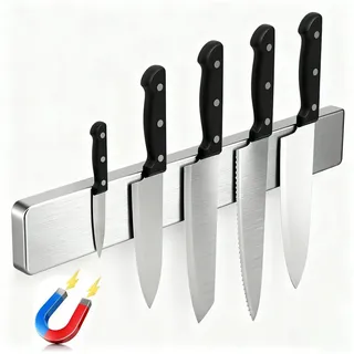 IBETTER Magnet-Messerblock Magnetleiste, Messerblock 40cm Edelstahl, Ohne Messer (1tlg), Magnetische Messerleiste für Küche / Werkzeug - Wandmontage, bohrfrei