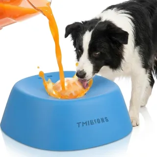 Hundenapf No-Spill Slow Feeder mit schwimmender Scheibe, auslaufsicherer Wassernapf, Rutschfester Boden, 180 ml (3/4 Tasse), für Joghurt, Brühe & Püree, ideal für Auto & Zuhause (Blau)