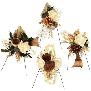 Trockenblume Trauergesteck Beigaben: Naturgetreue Grabdekoration, 28 Stück, Florists Products, Höhe 3 cm beige