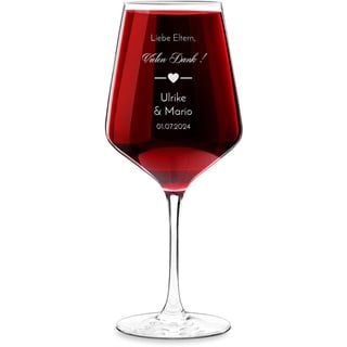 Maverton Rubin XL Weinglas mit Gravur - 530 ml - Wein Glas personalisiert - - Rotweinglas Weißweinglas - Geschenk Hochzeit Hochzeitstag Paar Eltern - Danksagung
