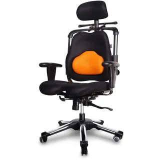 Harastuhl® - Orthopädischer Bürostuhl - Zen-LS - Unterstützung der Lendenwirbelsäule mit Lordosenstütze - Sitzen bis zu 12H - INNOVATIVER Bandscheibenstuhl - Office Chair - 1,50m - 1,95m - Orange